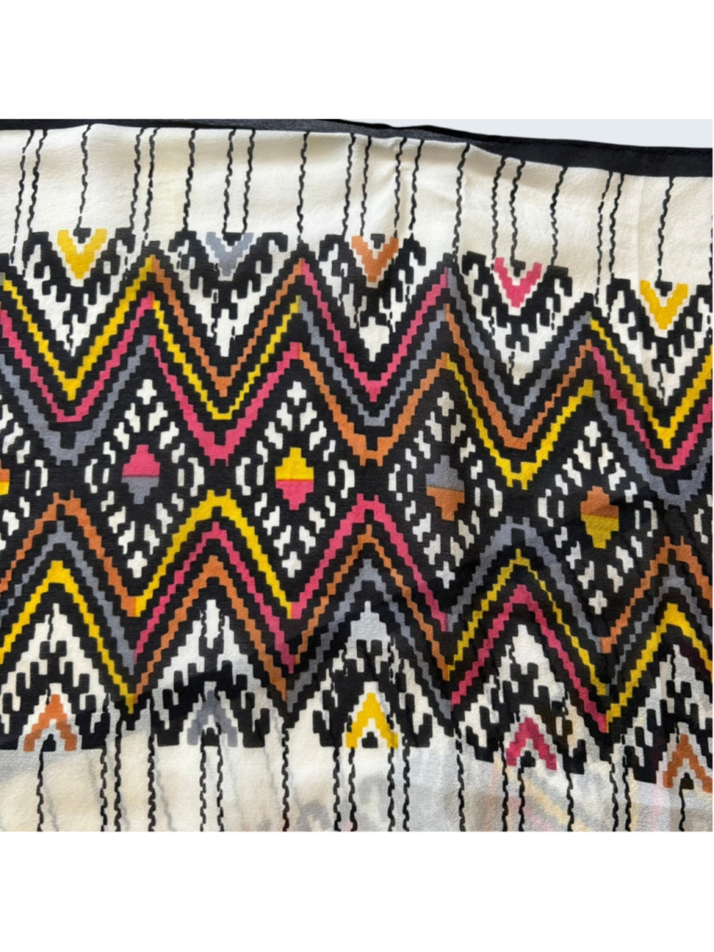 Vintage 70s Katja for XIIX Karat Katacrepe Scarf Geometric SW Chevron Silk Japan - Picture 13 of 13
